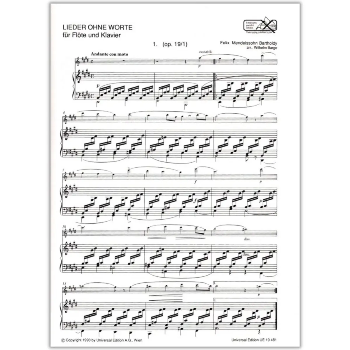 Songs Without Words - Flute And Piano