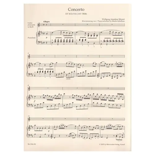 Concerto in D major for horn and orchestra N.1 - Kv 412 + 514