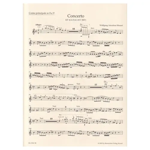 Concerto in D major for horn and orchestra N.1 - Kv 412 + 514