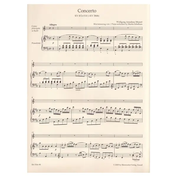 Concerto in D major for horn and orchestra N.1 - Kv 412 + 514