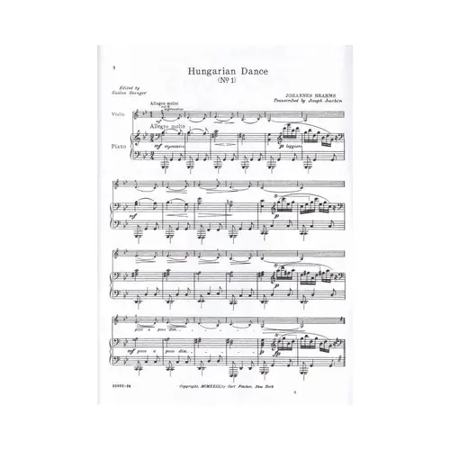 Hungarian Dances For Violin And Piano - Vol.1 (Ns.1-5)