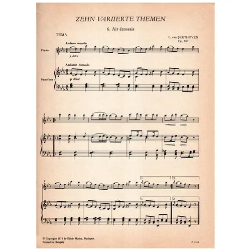 Zehn Variierte Themen fur flute und klavier - Op.107 vol.II