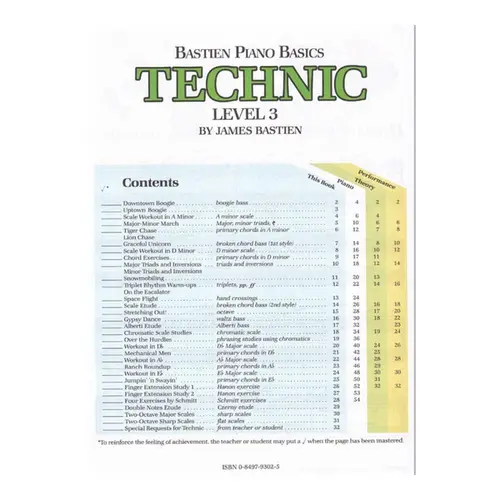 Bastien Piano Basics - Technic Level 3
