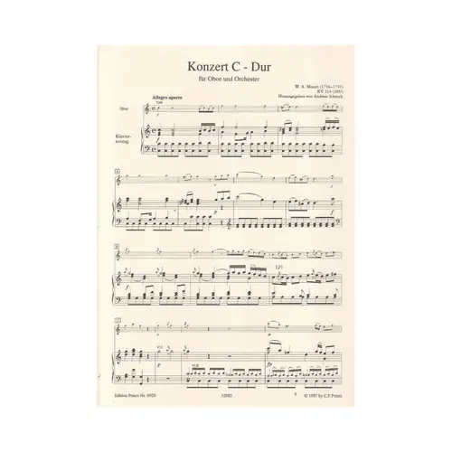 Konzert C Dur KV 314 (285d) for oboe and piano