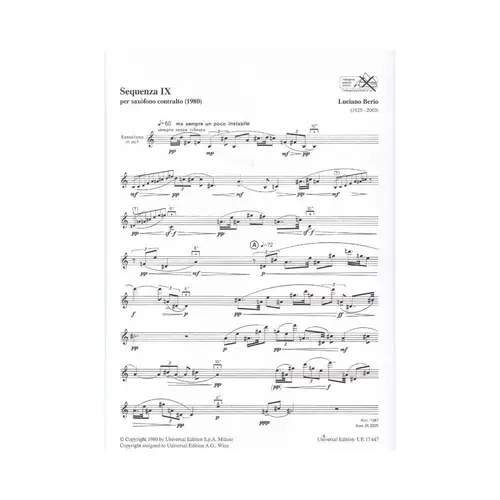 Sequenza Ix Per Alto Saxofono(1980)