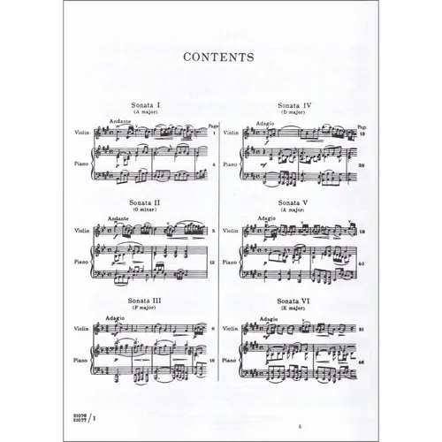 Six Sonatas For Violin