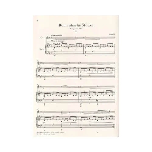 Romantische Stucke Fur Klavier Und Violine -  Op.75 - Urtext