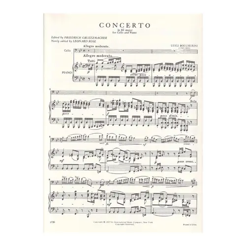 Concerto In Bb Major For Cello