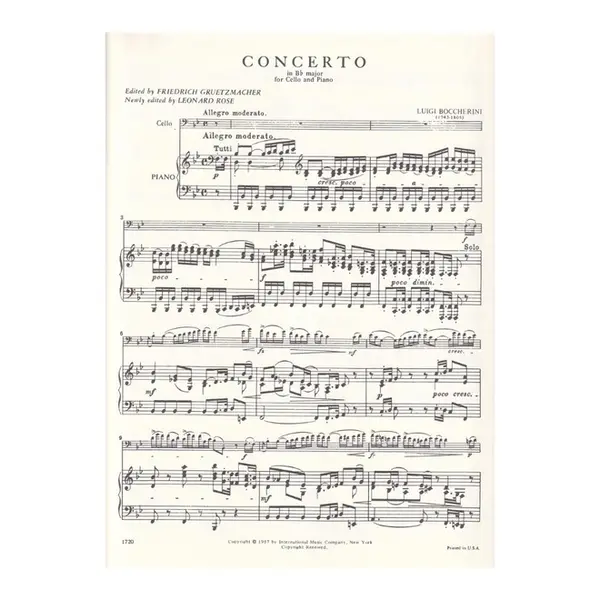 Concerto In Bb Major For Cello