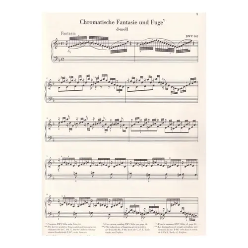 Chromatische Fantasie Und Fuge D Moll - Bwv 903