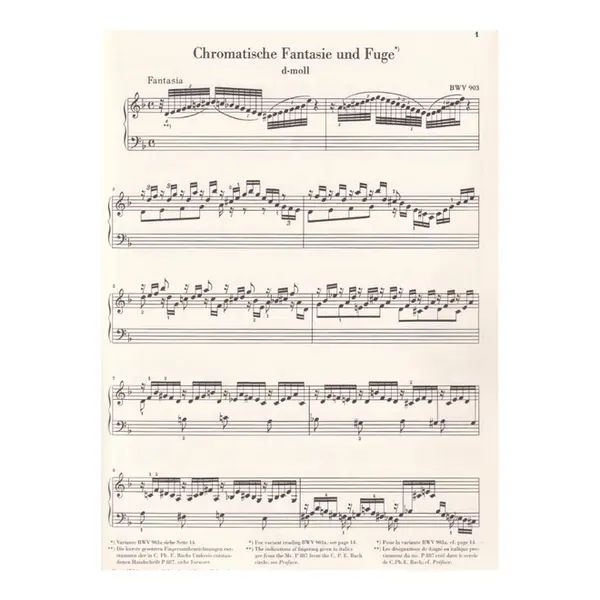 Chromatische Fantasie Und Fuge D Moll - Bwv 903