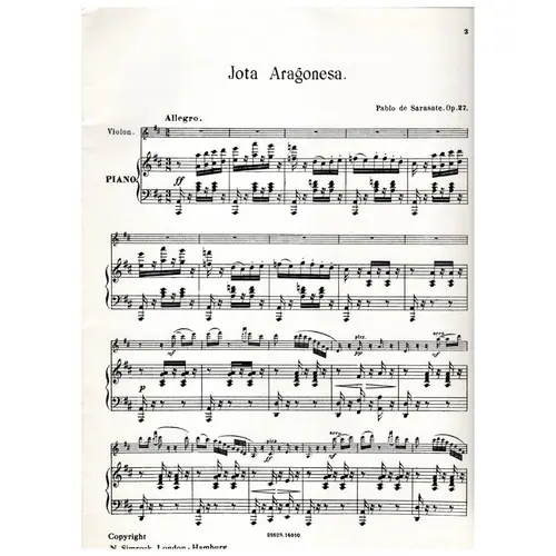 Jota Aragonesa op. 27 - violino e piano