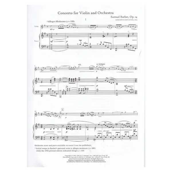 Concerto Corrected Revised Version - Violin and Piano Reduction