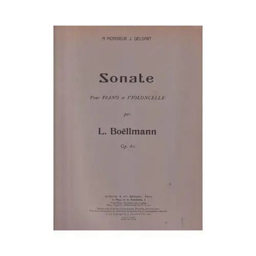 Sonate Pour Violoncelle - Op.40  (Edição Antiga)