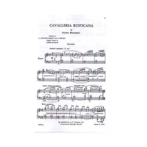 Cavalleria Rusticana - Vocal Score