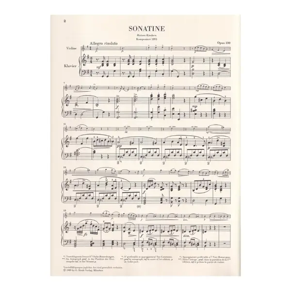 Sonatina for piano and violin in G major Op.100  - Urtext