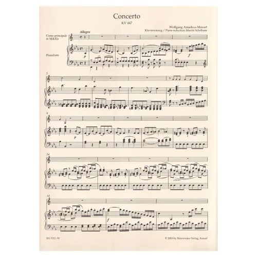 Concerto in E-flat major for horn and orchestra n.3 - KV 447