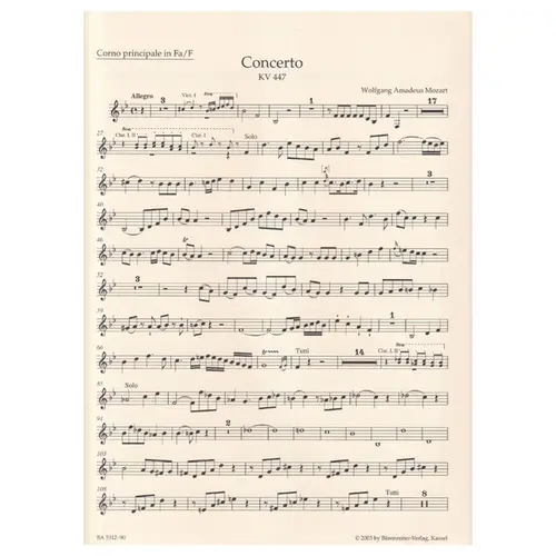 Concerto in E-flat major for horn and orchestra n.3 - KV 447