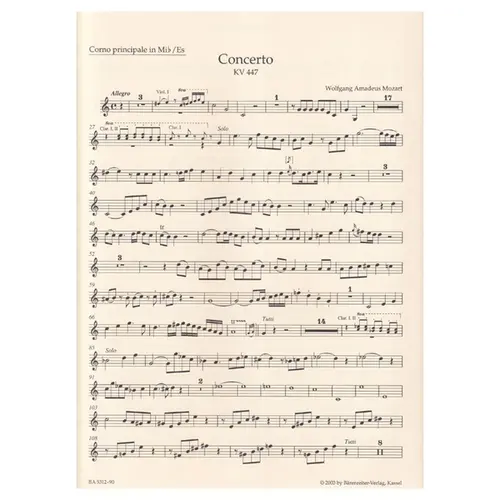 Concerto in E-flat major for horn and orchestra n.3 - KV 447