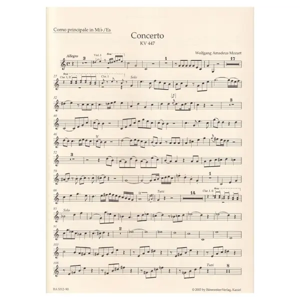 Concerto in E-flat major for horn and orchestra n.3 - KV 447