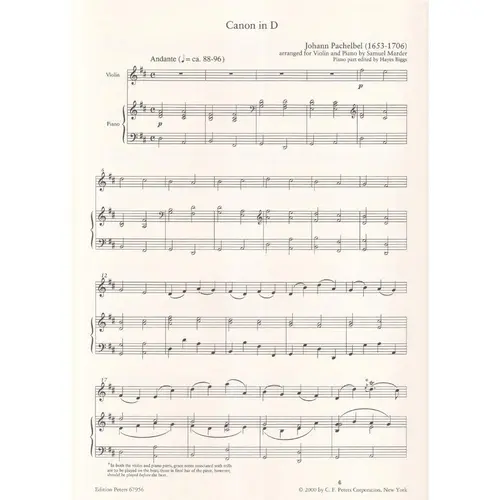 Canon In D Violin And Piano