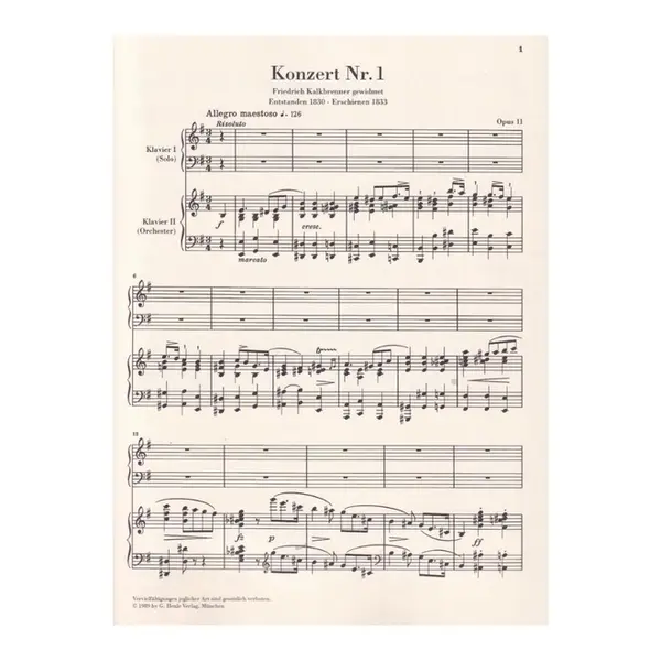 Klavierkonzert N.1 - E Moll - Op.11 - Piano Reduction