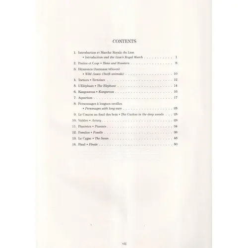 Carnival Of The Animals In Full Score