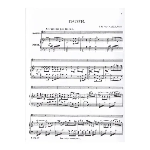 Concerto For Bassoon  Op.75 for bassoon solo with piano accompaniment