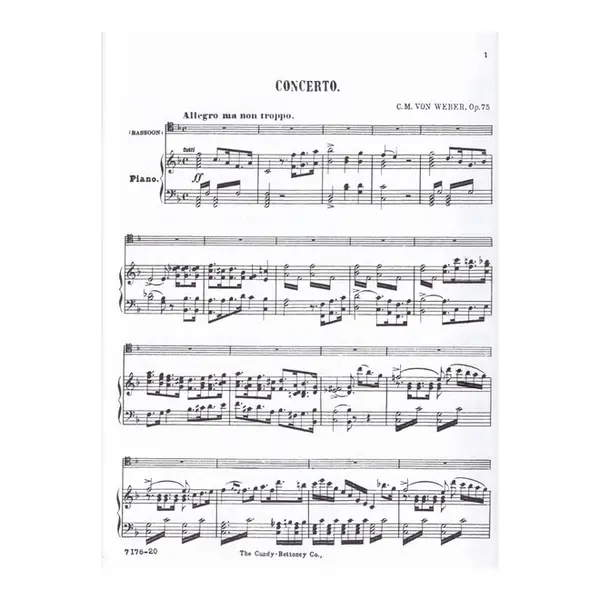 Concerto For Bassoon  Op.75 for bassoon solo with piano accompaniment