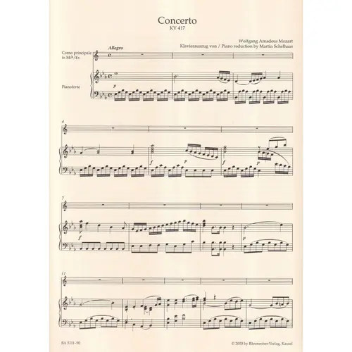 Konzert In Es Fur Horn N.2  Kv 417