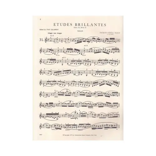 Etudes Brillantes For Violin - Op.36 Vol.2