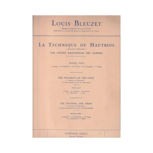 La Technique Du Hautbois  - Vol.1 (Edição Antiga)