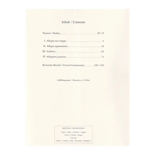 Piano Concerto No.2 in B flat Op. 83 (edition for 2 pianos)