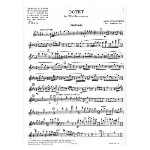 Octet For Wind Instruments - Regente e Partes