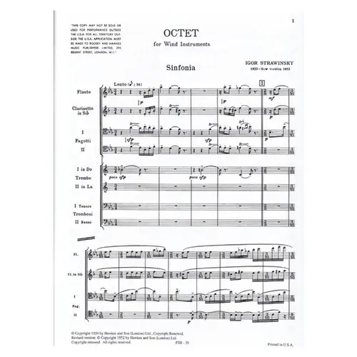 Octet For Wind Instruments - Regente e Partes