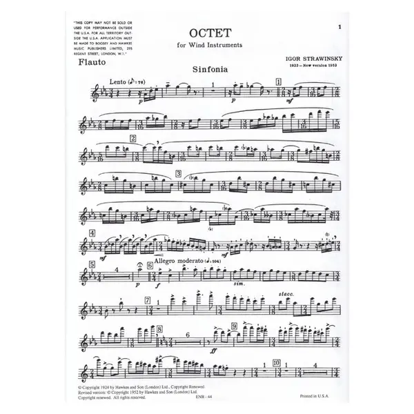 Octet For Wind Instruments - Regente e Partes