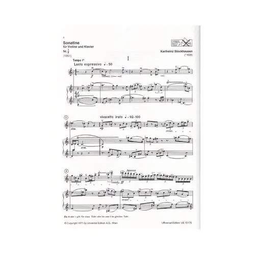 Sonatine Fur Violine Und Klavier Nr.1/8 (1951)