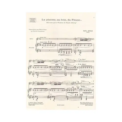 La Plainte, Au Loin, Du Faune... - Flute Et Piano