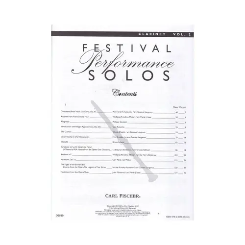Festival Performance Solos - Vol.2 - Clarineta