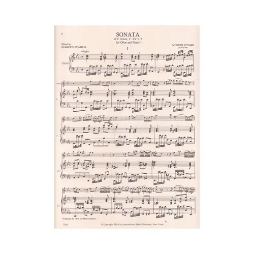 Sonata In C Minor - Rv 52 For Oboe And Piano