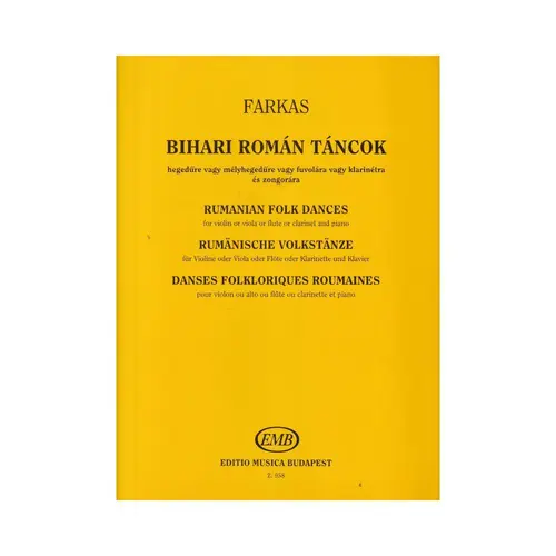 Rumanian Folk Dances For Violin Or Viola Or Flute Or Clarinet And Piano