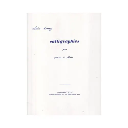 Calligraphies Pour Quatuor De Flutes
