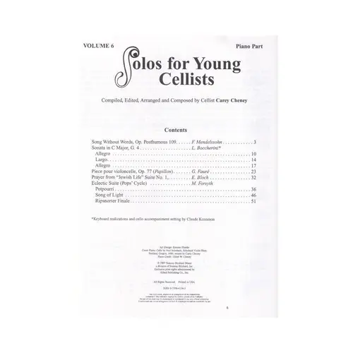 Solos For Young Cellists Vol.6