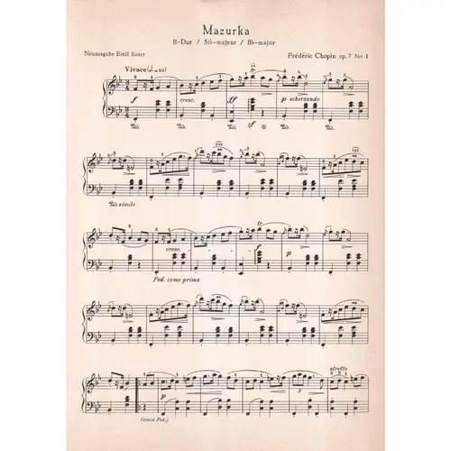 Zwei Mazurkas - Op.7 N.1,2 (B-dur; a-moll)