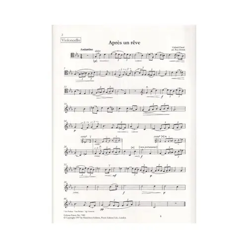 Après un rêve for violoncello (viola/violin) and piano