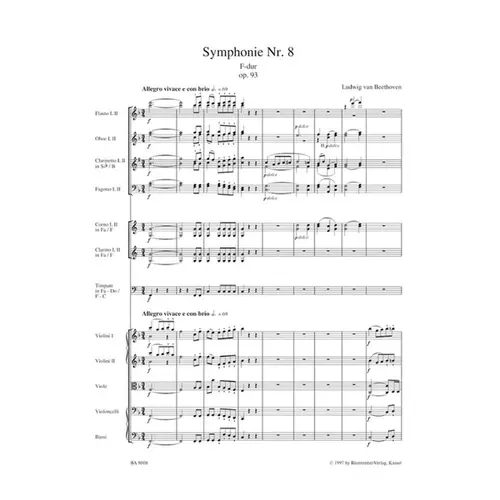 Symphonie N.8 In F Dur - Op.93 - Score