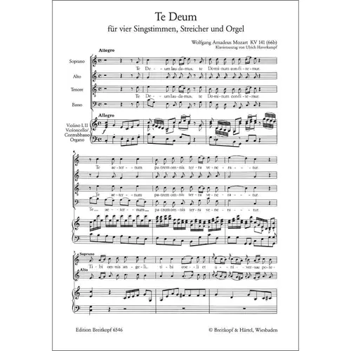 Te Deum in C major KV 141 (66b) - piano vocal score