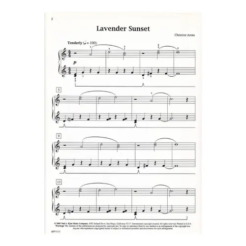 Lavender Sunset - Elementary Piano Solo