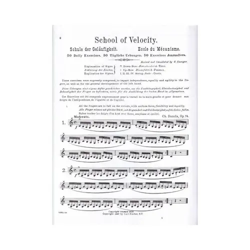 School Of Velocity For Violin Op.74