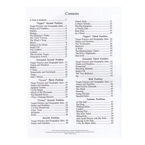 Position pieces for cello